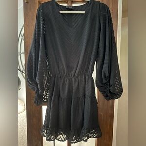 Vici Elegant Black Textured Mini Dress